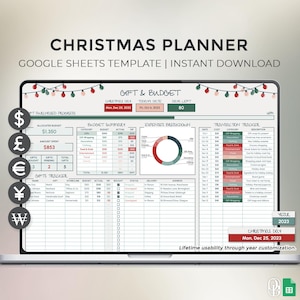 Ultimate Christmas Planner - Gift Tracker - Lifetime Usability - Holiday Planner - Google Sheets Template - Spreadsheet - Instant Download image 1
