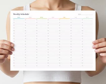 Weekly Hourly Schedule - Monday and Sunday Start - Weekly Planner - A4 and Letter Size - Printable PDF - Instant Download