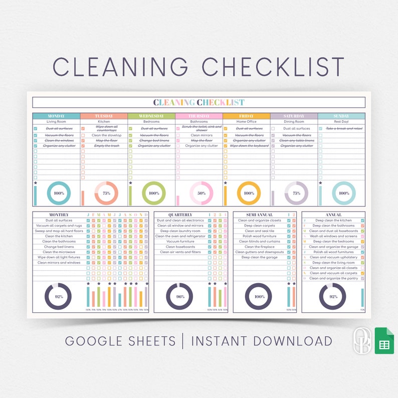 Cleaning Checklist - Household Planner - House Chores - Weekly Monthly ...