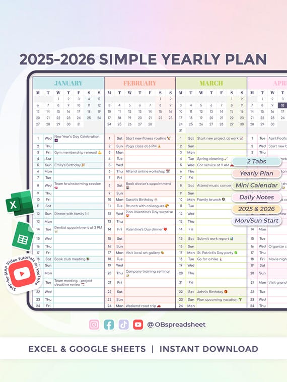 Calendario 2025 In Excel -modificabile - Personalizzabile - Foto 7
