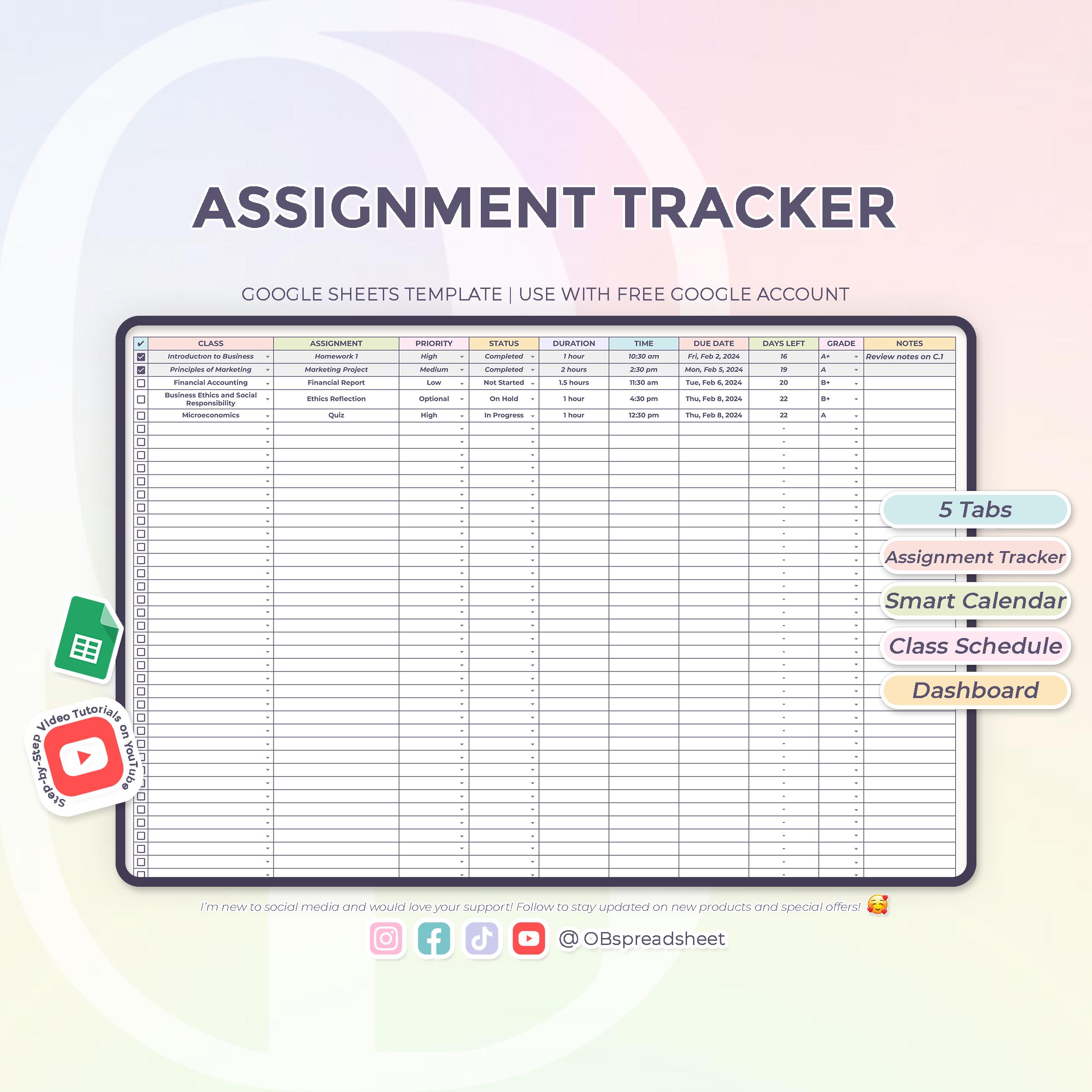 Assignment Tracker for Students - Smart Calendar - Academic