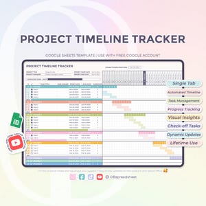Projekt Timeline Tracker - Gantt Chart - Aufgaben Tracker - To Do Liste - Projektmanagment - Google Sheets Vorlage - Sofort Download