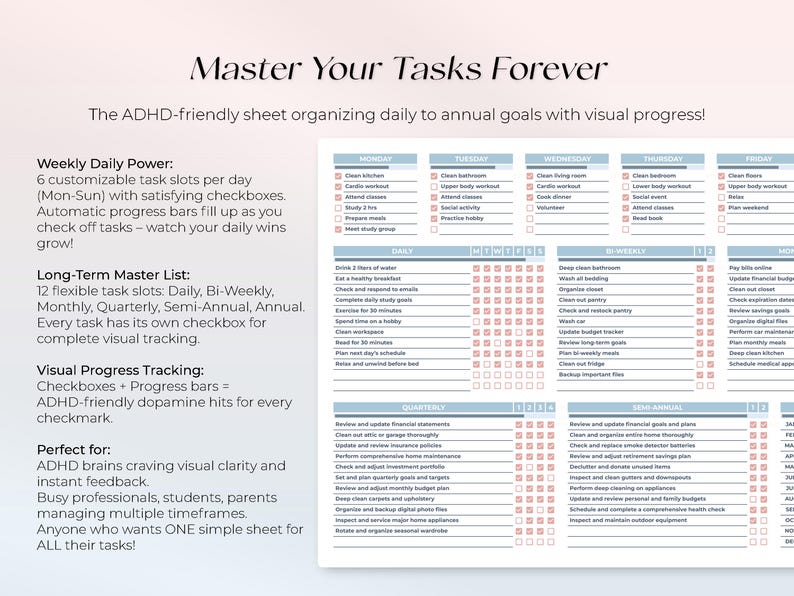 All in One Task Organizer - to Do List - Daily Weekly Monthly Annually ...
