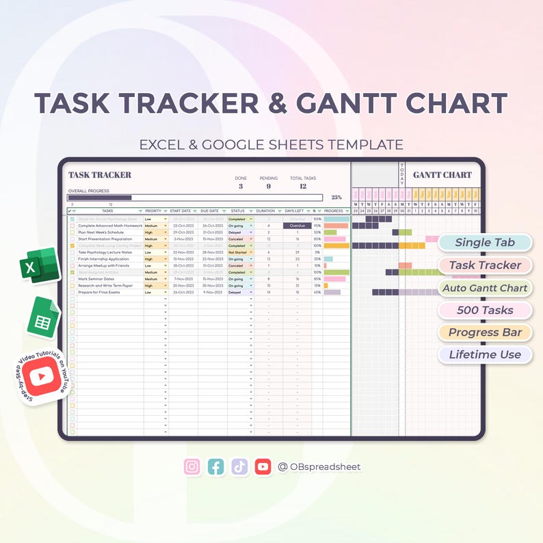 Task Tracker & Gantt Chart - Lifetime Usability - to Do List - Project ...