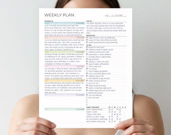 Weekly Plan - Monday and Sunday Start - A4 and Letter Size - Undated Planner - Portrait Layout - Pastel - Printable PDF - Instant Download