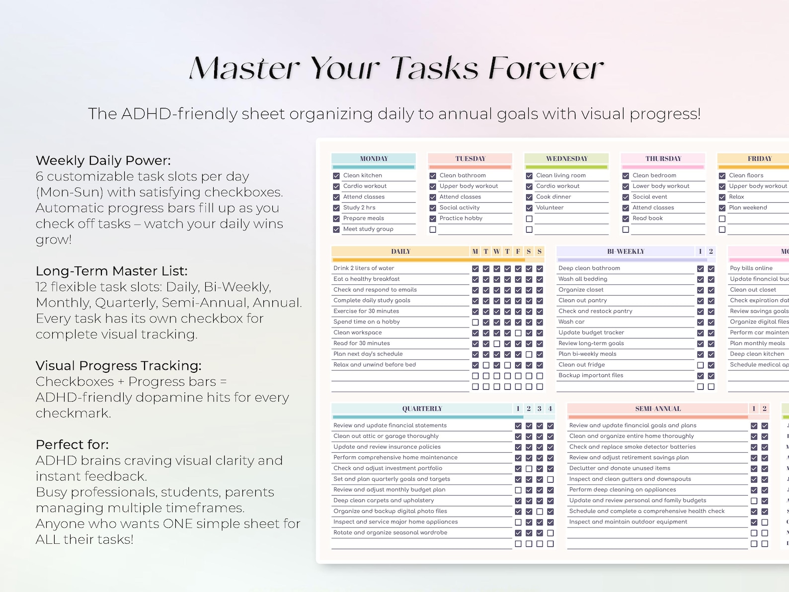 All in One Task Organizer - to Do List - Daily Weekly Monthly Annually ...