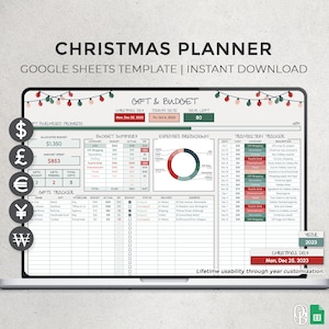 Ultimate Christmas Planner - Gift Tracker - Lifetime Usability - Holiday Planner - Google Sheets Template - Spreadsheet - Instant Download
