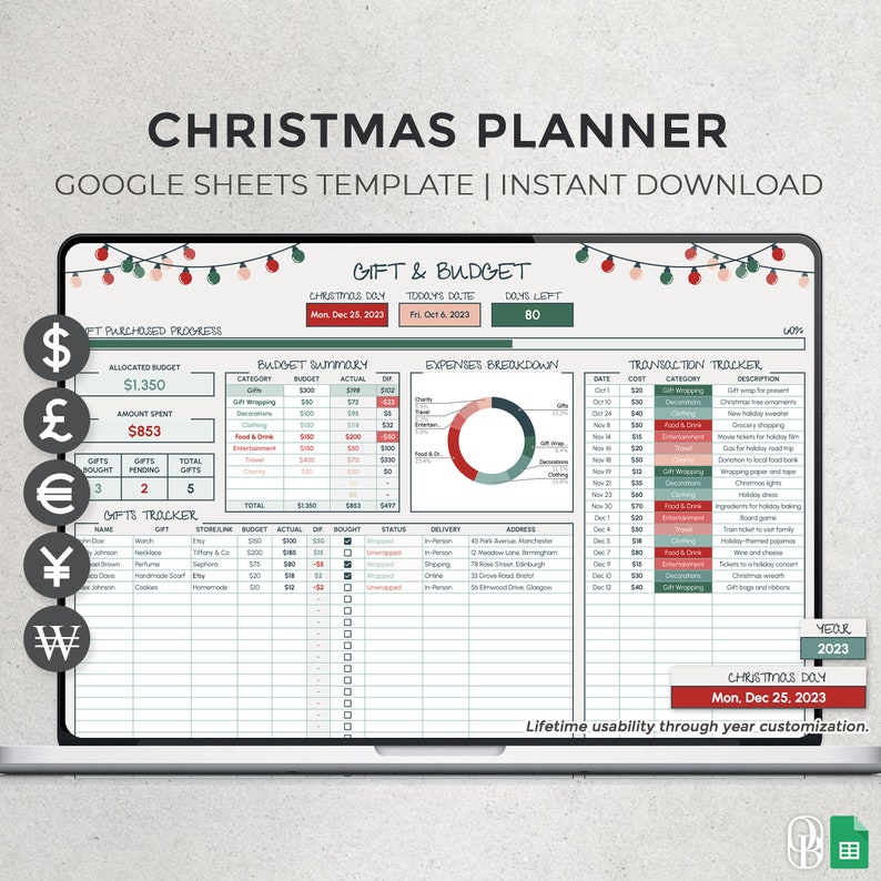 Ultimate Christmas Planner Gift Tracker Lifetime Usability Holiday Ultimate Christmas Planner Gift Tracker Lifetime Usability Holiday