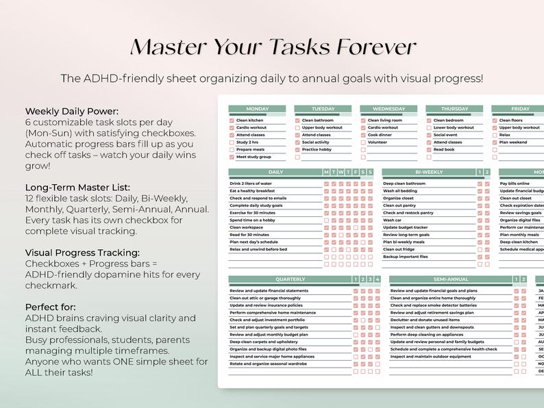 All in One Task Organizer - to Do List - Daily Weekly Monthly Annually ...