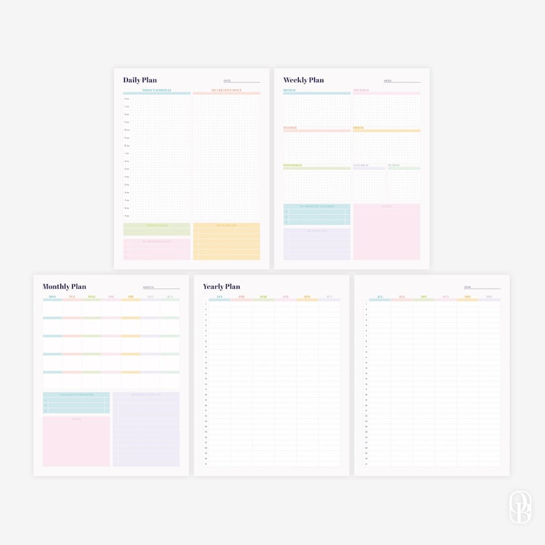 Daily, Weekly, Monthly & Yearly Plan - ADHD Planner Bundle - Monday ...