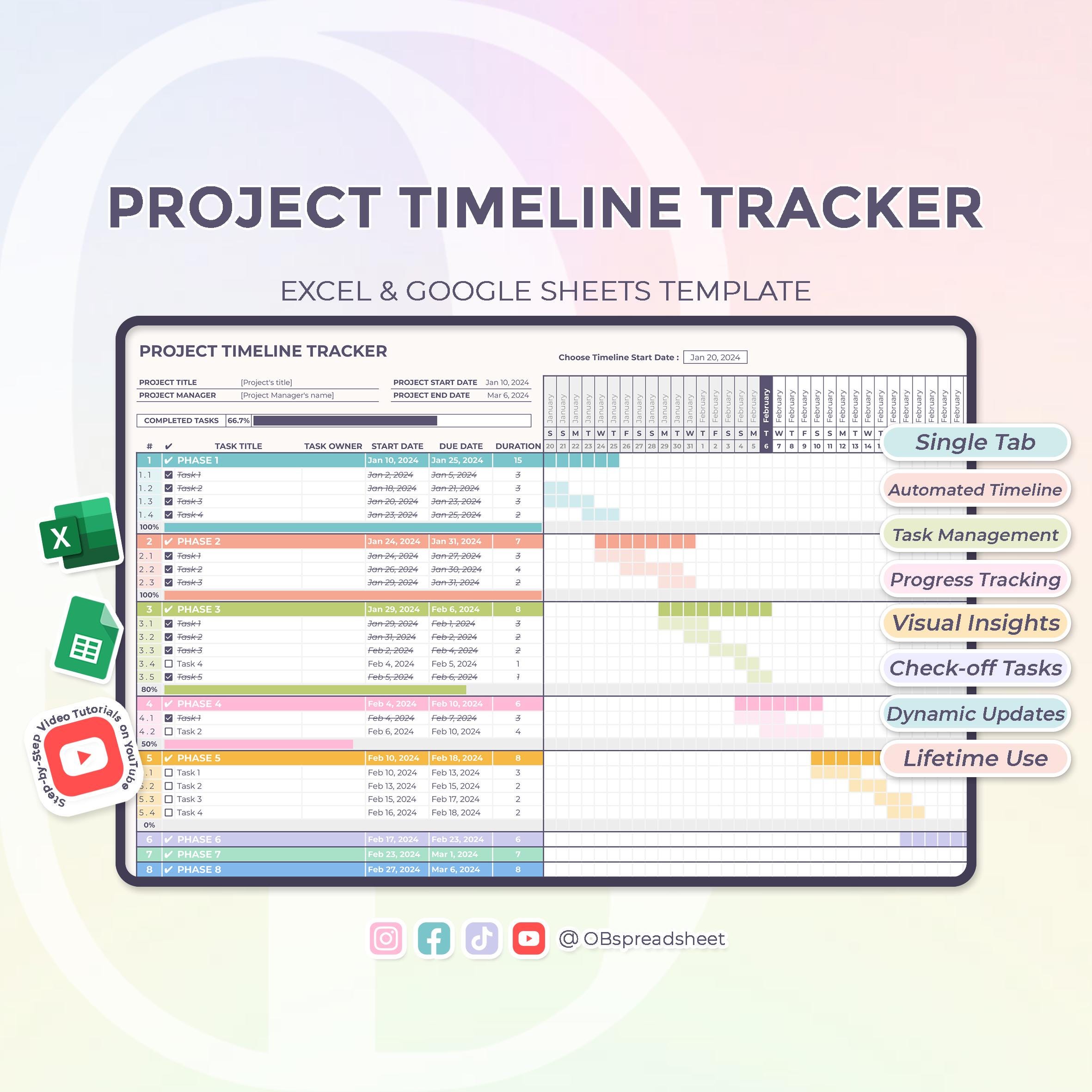 Project Timeline Tracker - Gantt Chart - Task Tracker - to Do - Project ...
