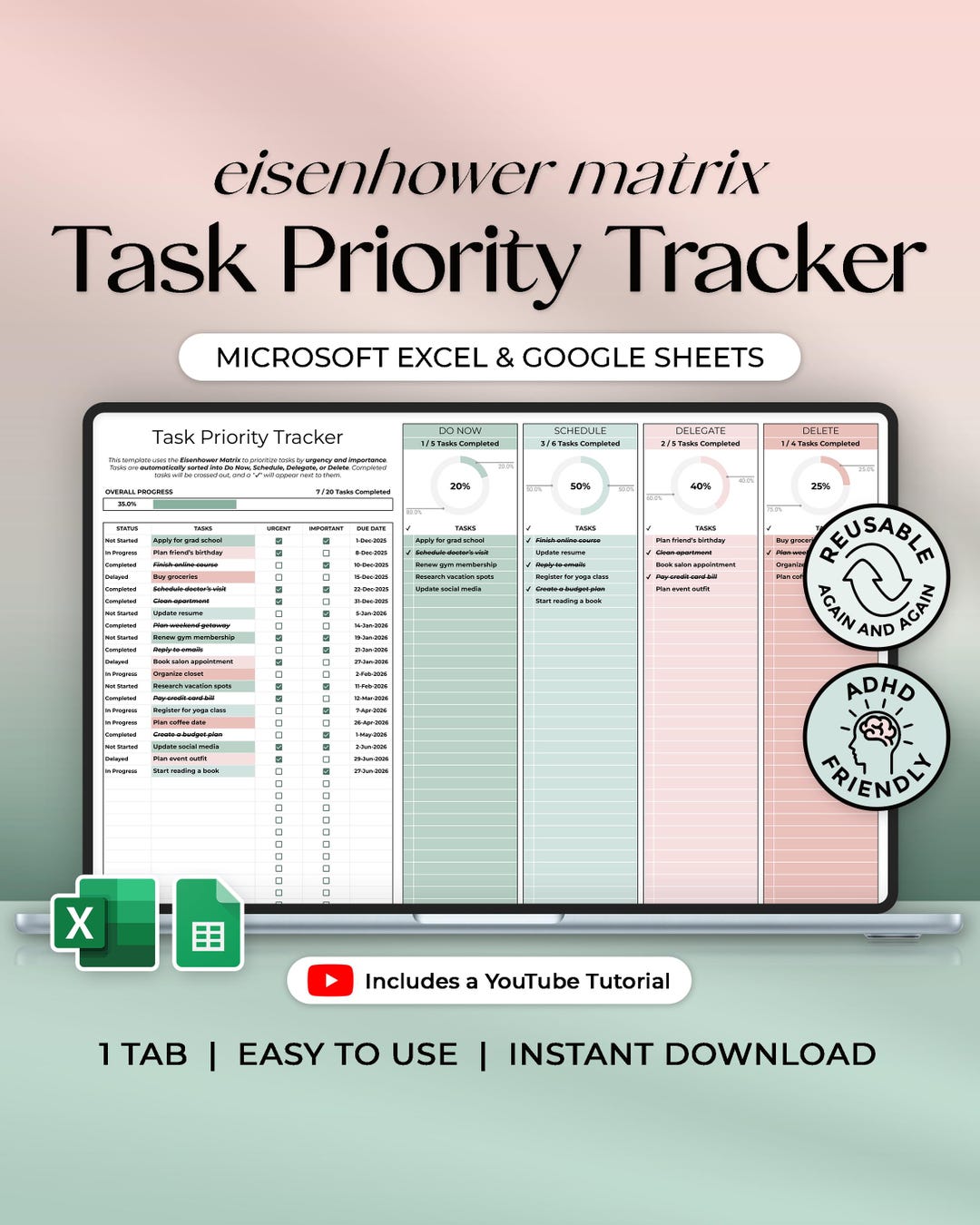 Task Priority Tracker - Eisenhower Matrix - Decision Matrix - to Do ...