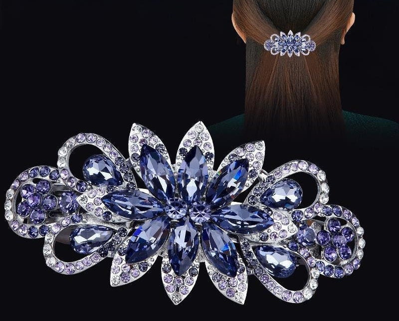 Small Sapphire Hair Clip, Sapphire Hair Accessories, Navy Blue