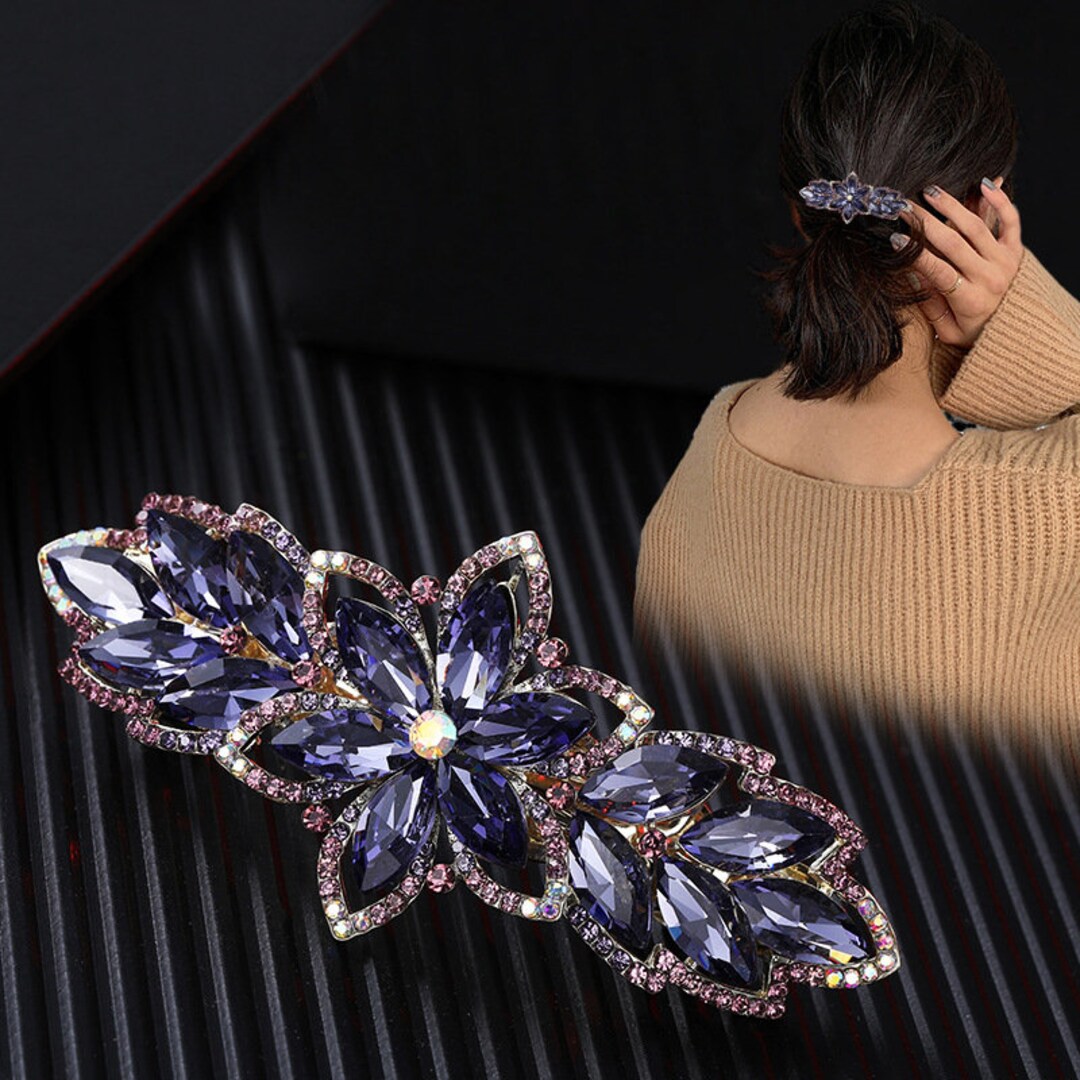 Small Sapphire Hair Clip Barrette, Shapphire Hair Acessories, Navy Blue