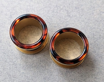 Tortoiseshell Tunnels - Orange Brown Black Mosaic Gold Gauges for Stretched Ears