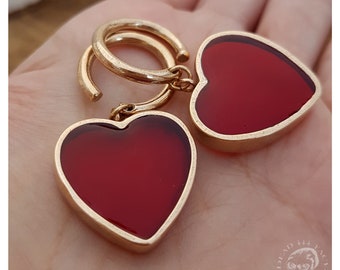 Red Valentine – Leichte Ohrgewichte für gestreckte Ohrläppchen, Ohrringe, Herzkönigin-Kleiderbügel, altmodisch