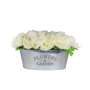 Ivory Faux Flower Arrangement in Planter, Artificial Flower Arrangement, Faux Flower Bouquet, Artificial Flowers, Table Centre Piece