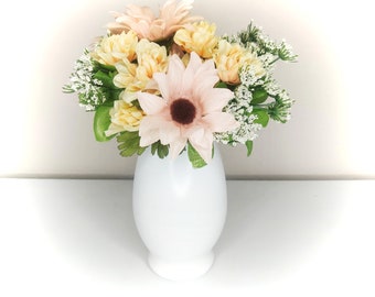 Pastel Colors Faux Flower Arrangement with Vase, Artificial Flower Arrangement, Faux Flower Bouquet, Artificial Flowers, Table Centre Piece