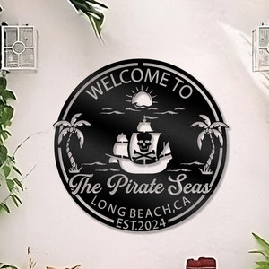 Customized Pirates Sea Sign - Kids Room Summer Sign - Custom Patio Sign - Summer Metal - Modern Pool House Decor - Beach House Entry Decor