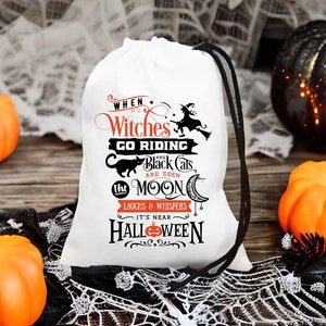 Gepersonaliseerde Halloween-traktatiezakjes, zakjes Halloween-feestbedankjes, zakje Halloween-spookfeest, donkere Halloween-feestzakjes, zakje Halloween-traktatie