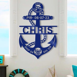 Custom Anchor Metal Sign, Personalized Navy Boot Camp PIR/Graduation Anchor Metal Sign, Navy Family Gift, Ship Decor, Navy PIR Sailor Gift