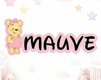 Targa in metallo personalizzata con nome per cameretta Winnie Pooh, decorazioni Disney Baby Pooh, regali di Natale, regalo personalizzato per il primo compleanno di Winnie Pooh.