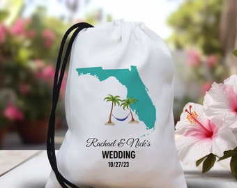 Personalized Florida State Outline Bags - Custom Florida Wedding Favor - Florida Tote - Miami Wedding Favor Bag - Florida Keys Welcome Bag