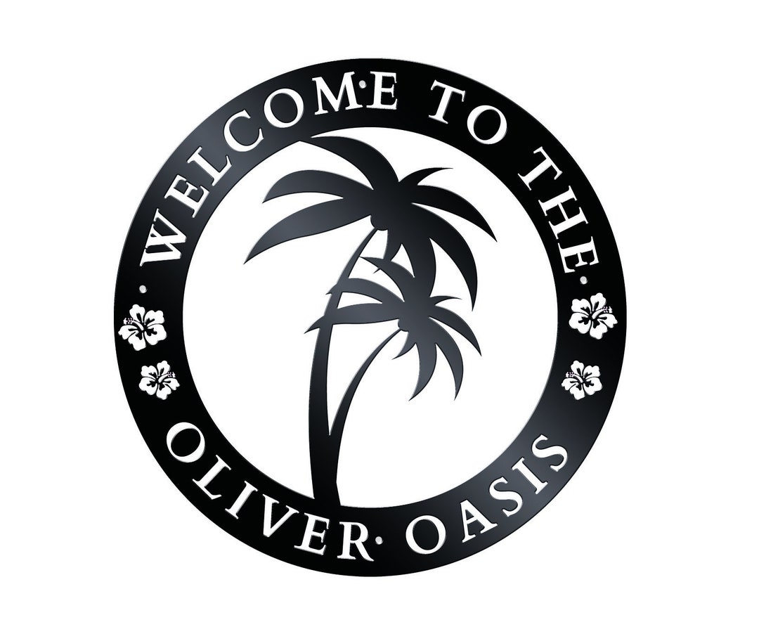 Personalized Oasis Palm Tree Monogram Hawaii Steel Custom Metal Palm