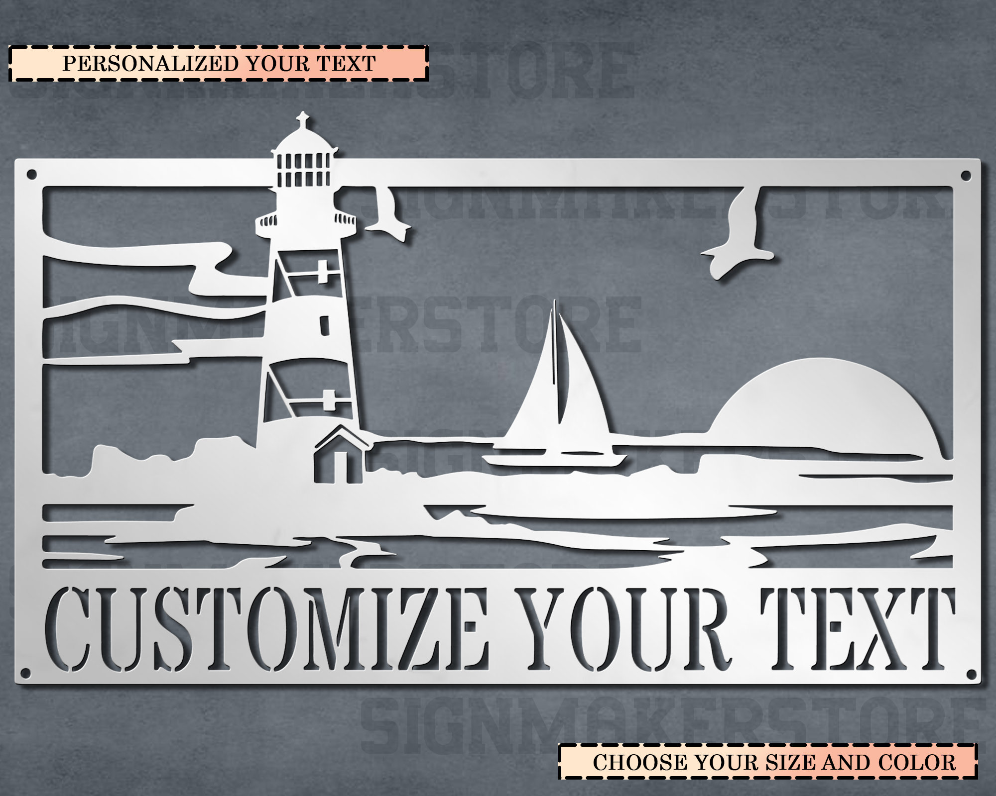 Custom Lighthouse Metal Sign, Personalized Lighthouse Sign, Home Decor ...
