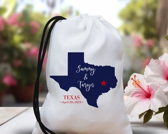 Custom Texas state outline bags - Texas Destination Wedding Favors - Austin Wedding Favor Bag - Texas Wedding Favor - Texas Favor Bag