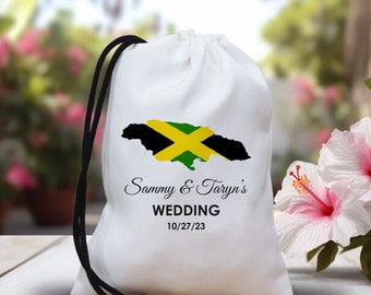 Custom Jamaica Destination Hangover Kit - Jamaica Beach Party Drawstring Mini Favor Bags - Wedding Part Favor - Jamaican Map Flag