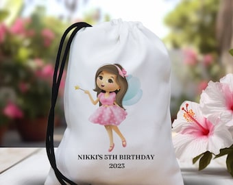 Customized Birthday Party Bags, Kids Favor Bags, Polyester Birthday bags, Birthday Princess Party Favor Bags, Kids Birthday Treat Candy Bags