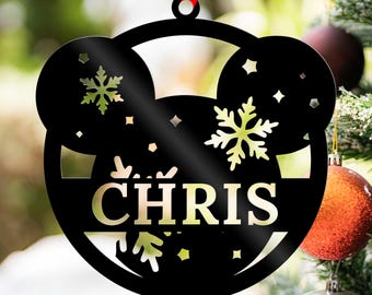 Personalized Mickey Family Ornament, Family Christmas Ornament, Christmas Tree Decoration, Family Christmas Gift, Mickey Minnie Ornament