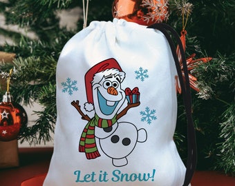 Let it Snow Christmas Bags, Snowman Christmas Favor Bag, Christmas Stocking Gifting Favor Bags, Disney Vacation Bag, Kids Gift Stocking