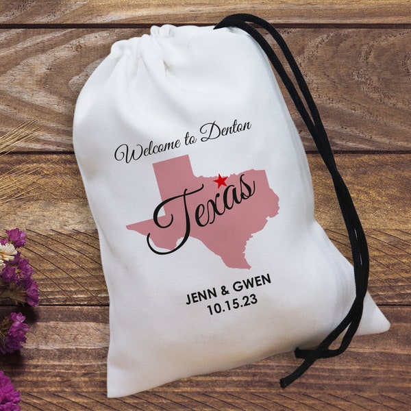 Texas state outline bags - Texas Destination Wedding Favors - Austin Wedding Bag - Texas Wedding Favor - Austin Favor Bag - Texas Favor Bag