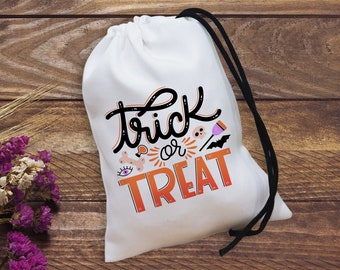 Personalized Trick or Treat Bags, Halloween Party Favor Bags, Halloween Treat Bags for Kids, Dark Halloween Party Bags, Halloween Treat Bags