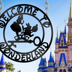 Wonderland Disney Metal Sign, Custom Metal Sign, Welcome To Wonderland, New Home Family Gift, House Mickey Yard, Garden Decor Sign