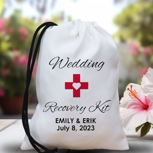 Personalized Wedding Favor Bags, Wedding Recovery Kit, Couples Favor, Wedding Welcome Bags, Event Planning Bag, Wedding Thanks, Survival Kit