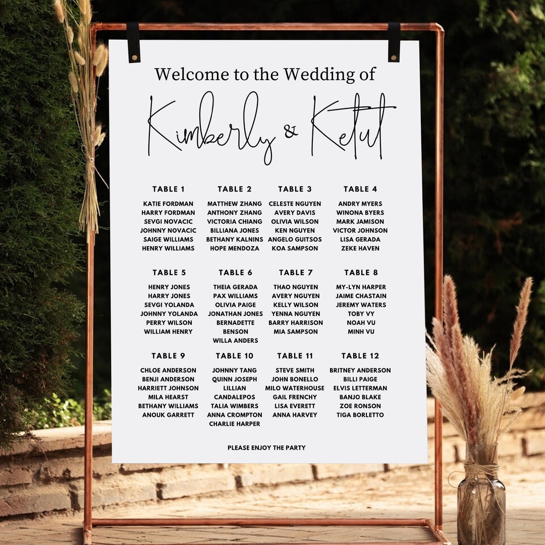 Wedding Acrylic Seating Chart, Frosted Wedding Seating Chart,