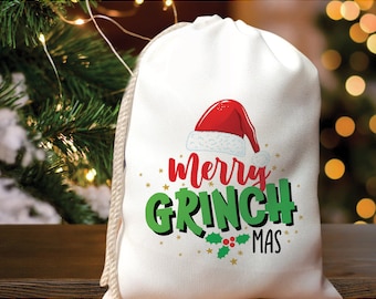 Custom Merry Grinchmas Favor Bag - Grinchmas Holiday Bag - Xmas Party Bag - Kids Christmas Gift Bag - Christmas Goodie Bag