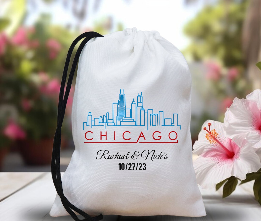 Personalized Chicago Skyline Favor Bag Chicago Wedding Bags Chicago Wedding Favor Chicago