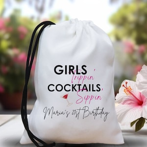 Mädchen Trippin Cocktails Sippin Hangover Kit, Geburtstagsfeierbevorzugungen Taschen, Geburtstag Willkommen Taschen, Geburtstag Leckerei Süßigkeiten Taschen, Mädchen Wochenendausflug