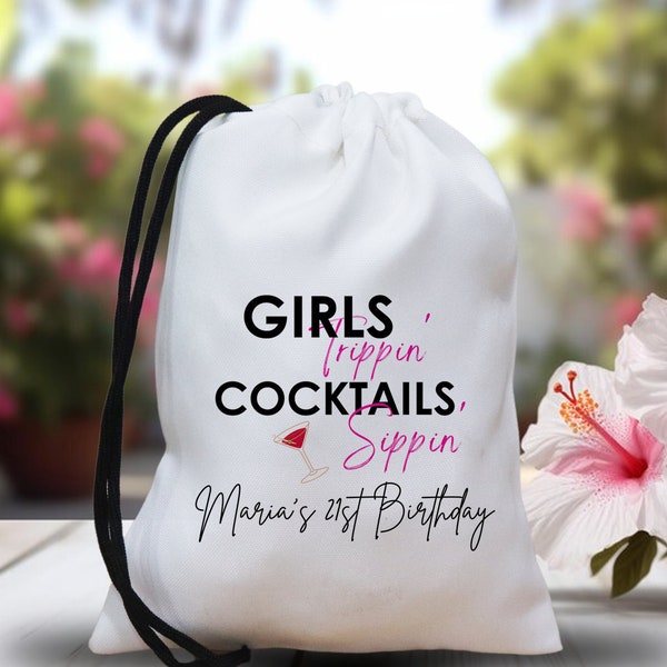 Girls Trippin Cocktails Sippin Hangover Kit, Birthday Party Favor Bags, Birthday Welcome Bags, Birthday Treat Candy Bags, Girls Weekend Trip