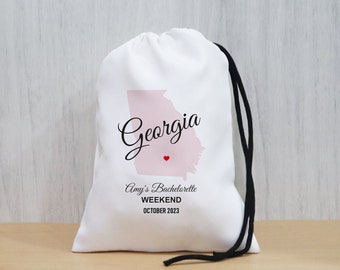 Custom Georgia State Bags - Destination Wedding Favors - Atlanta Wedding Bag - Georgia Wedding Favor - Atlanta Favor Bag - Wedding Favor Bag