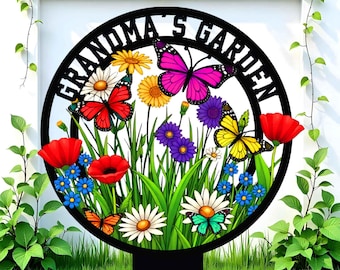 Custom Garden Metal Sign With Stakes, Garden Name Sign, Personalized Garden Flower Sign,Metal Yard Art, Housewarming Gift, Mothers day gifts