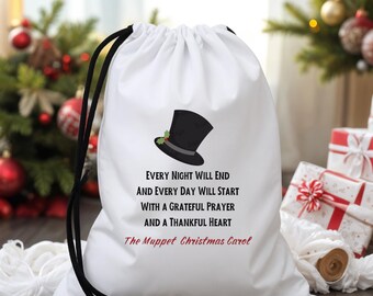 Sacchetto per bomboniere personalizzato con scritta "Christmas Carol Scrooge", sacchetti per bomboniere natalizi, sacchetti regalo per le feste, sacchetti per dolcetti natalizi, sacchetti regalo per le feste all'ingrosso