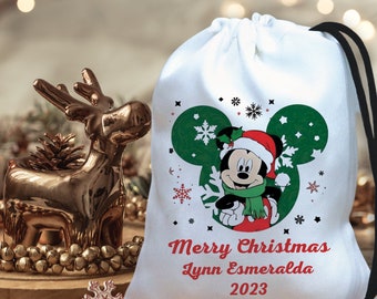 Customised Mickey Head Christmas Bags, Mickey and Minnie Christmas Matching Bag, Disney Christmas Gifting Favor Bags, Disney Vacation Bag