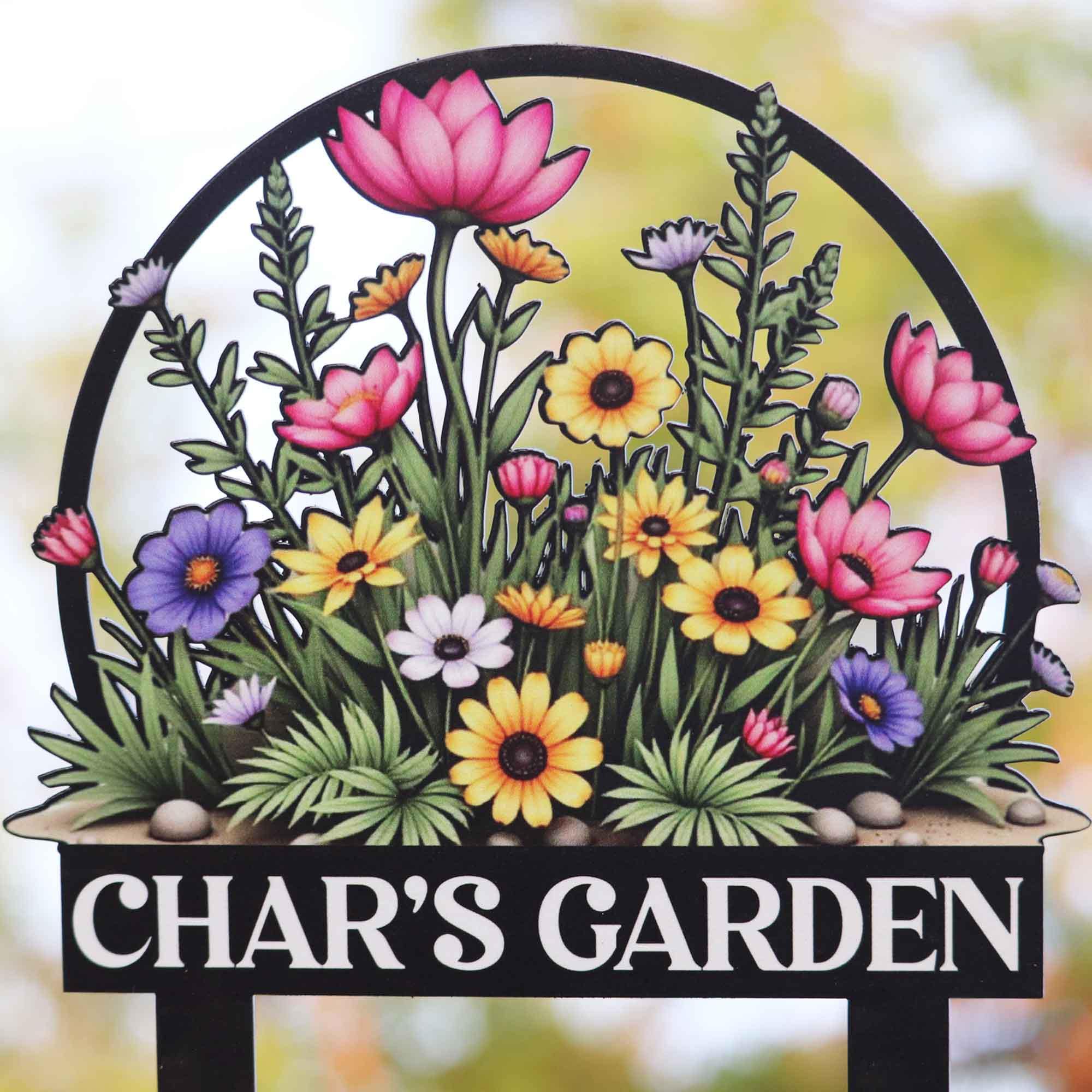 Personalized Garden Metal Sign With Stakes, Custom Garden Name Sign, Garden Flower Sign, Metal Yard Art,Housewarming Gift, Mothers Day Gifts