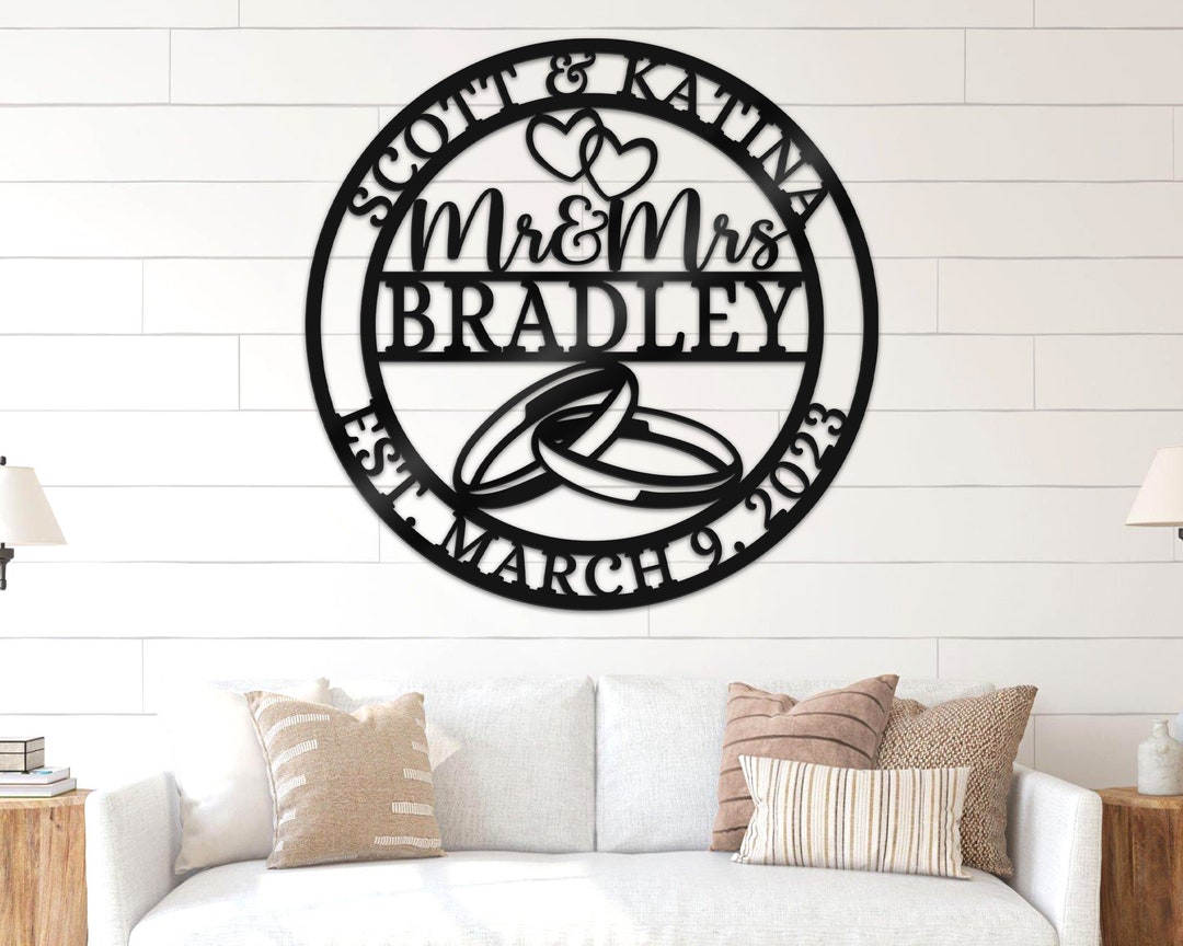 Personalized Mr and Mrs Sign, Metal Wedding Name Sign, Mr & Mrs Metal ...
