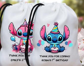 Personalisierte Disney Stitch Lilo Engel-Geburtstagsfeier-Taschen, Kinder Disney-Geburtstags-Bevorzugungstaschen, Mickey Minnie Geburtstagsfeier-Bevorzugungstaschen